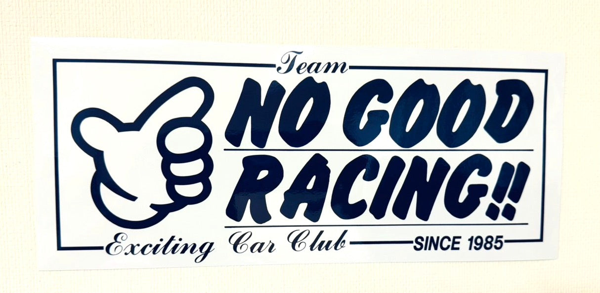 NOGOOD RACINGステッカー（ 白 × 青 ）